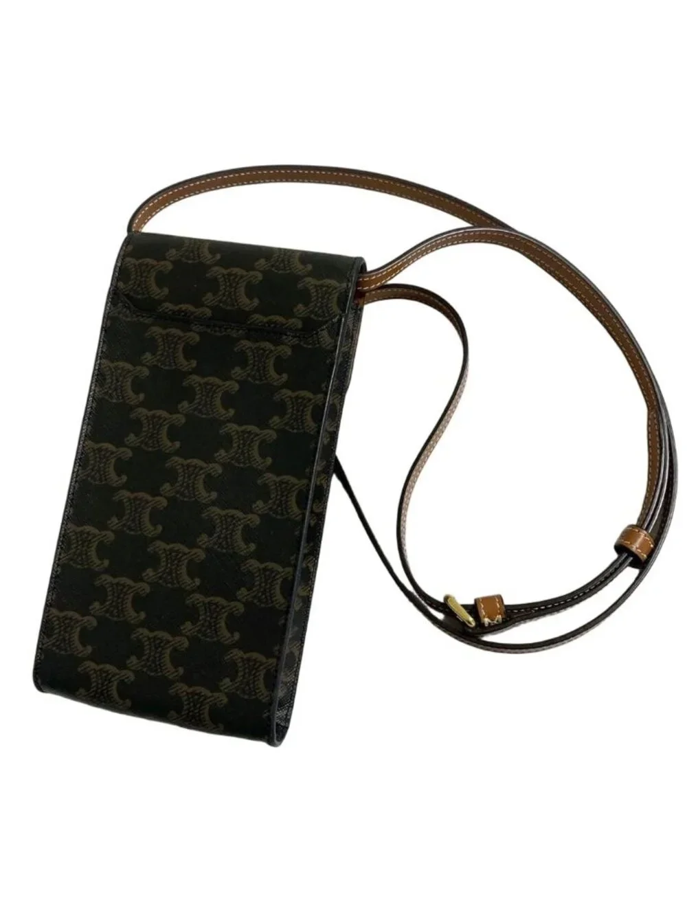 Celine Triomphe Canvas Mobile Pouch Brown